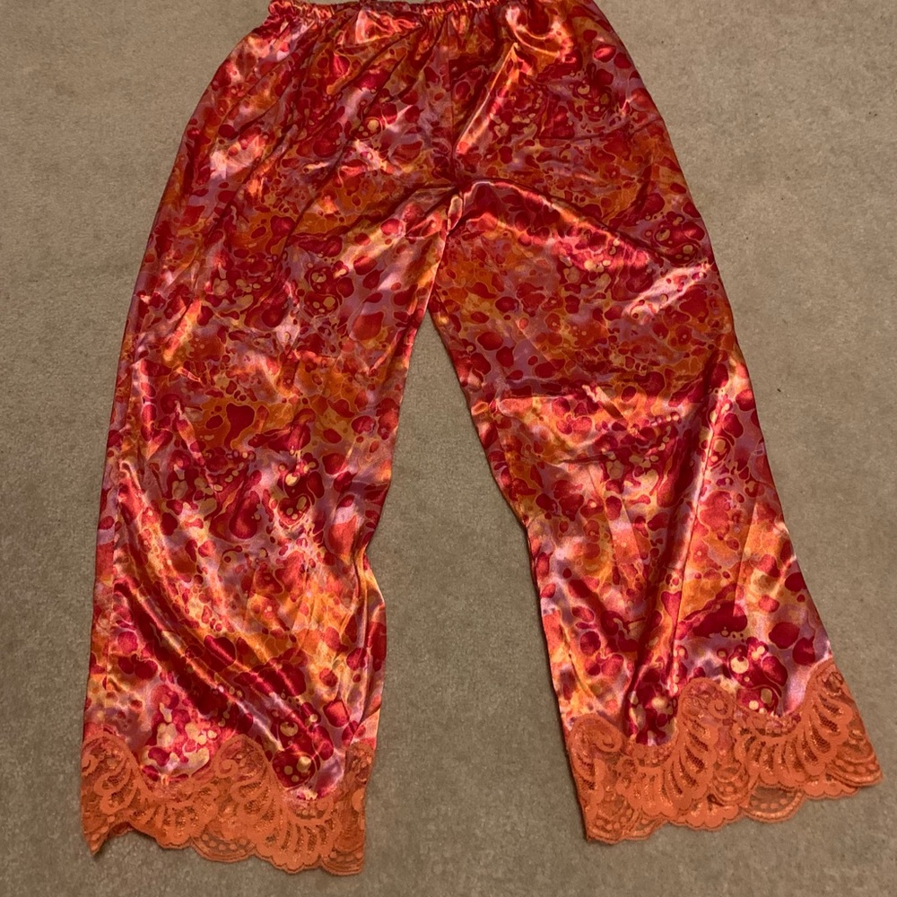 Valerie Stevens Intimates Orange Sz Small bottoms only with Lace Detail at Ankle